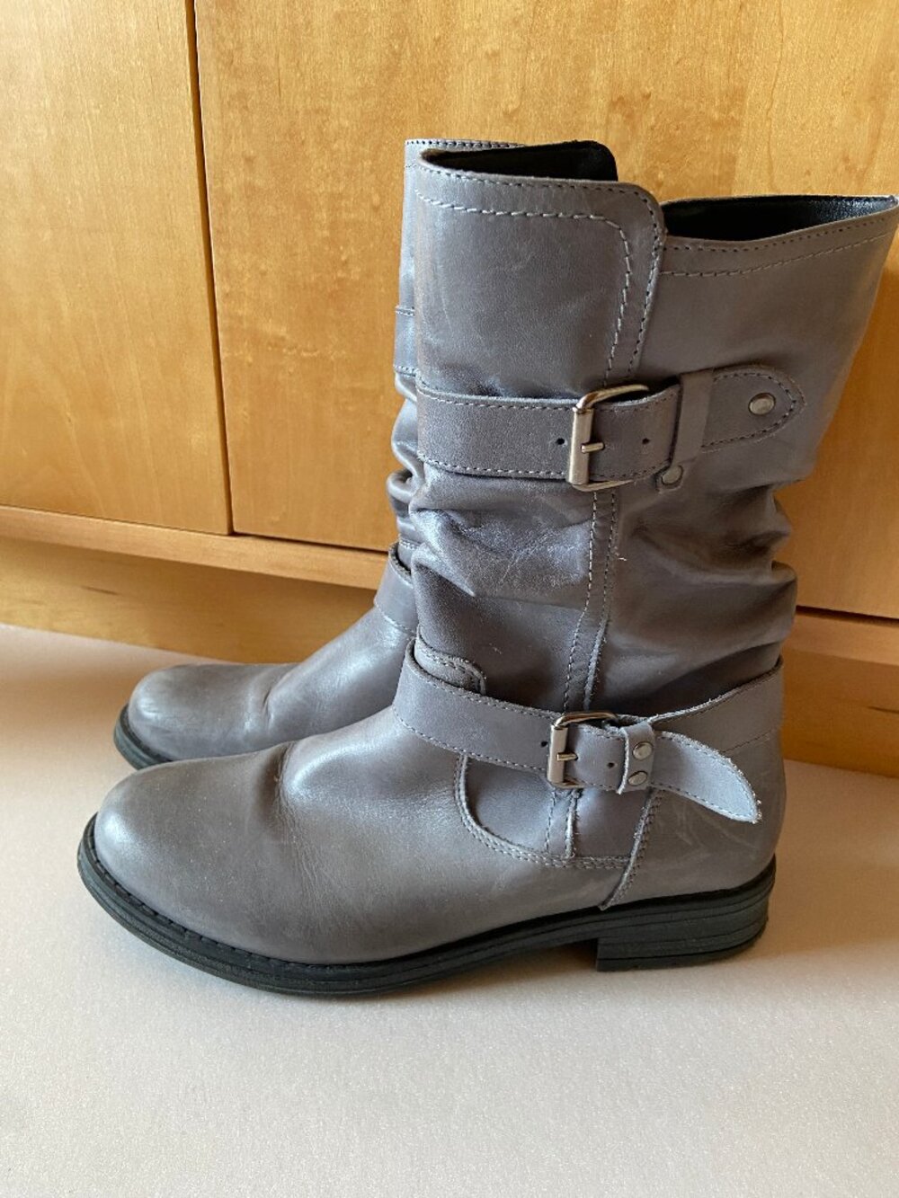 Grey Mid-Calf Boots
